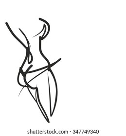 VECTOR 
stylish  original hand-drawn graphic with beautiful young   girl model for design. Fashion, style, youth, fitness, sports, beauty. Graphic, sketch, drawing. Sexy body.
