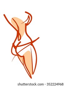 
VECTOR 
stylish  original hand-drawn graphic with beautiful young   girl model for design. Fashion, style, youth, fitness, sports, beauty. Graphic, sketch, drawing. Sexy body.
