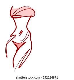 
VECTOR 
stylish  original hand-drawn graphic with beautiful young   girl model for design. Fashion, style, youth, fitness, sports, beauty. Graphic, sketch, drawing. Sexy body.
