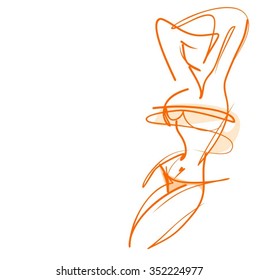 
VECTOR 
stylish  original hand-drawn graphic with beautiful young   girl model for design. Fashion, style, youth, fitness, sports, beauty. Graphic, sketch, drawing. Sexy body.
