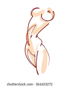 VECTOR 
stylish original hand-drawn graphic with beautiful young girl model for design. Fashion, style, youth, fitness, sports, beauty. Graphic, sketch, drawing. Sexy body.
