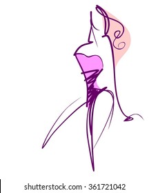 VECTOR 
stylish original hand-drawn graphic with beautiful young girl model for design. Fashion, style, youth, fitness, sports, beauty. Graphic, sketch, drawing. Sexy body.
