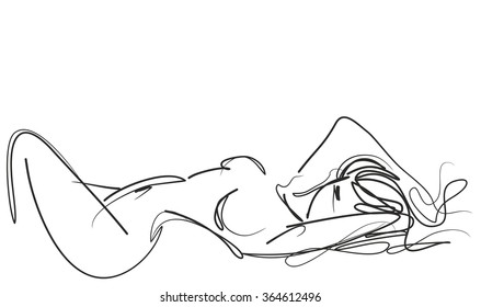 VECTOR 
stylish  original hand-drawn graphic with beautiful young   girl model for design. Fashion, style, youth, fitness, sports, beauty. Graphic, sketch, drawing. Sexy body.
