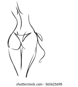 VECTOR  stylish  original hand-drawn graphic with beautiful young   girl model for design. Fashion, style, youth, fitness, sports, beauty. Graphic, sketch, drawing. Sexy body. 