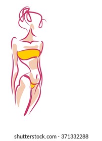 VECTOR 
stylish  original hand-drawn graphic with beautiful young   girl model for design. Fashion, style, youth, fitness, sports, beauty. Graphic, sketch, drawing. Sexy body.
