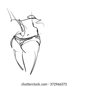 
VECTOR 
stylish  original hand-drawn graphic with beautiful young   girl model for design. Fashion, style, youth, fitness, sports, beauty. Graphic, sketch, drawing. Sexy body.
