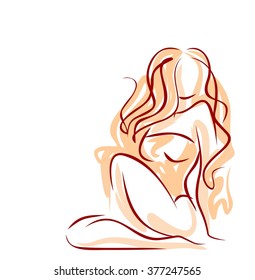 
VECTOR 
stylish  original hand-drawn graphic with beautiful young   girl model for design. Fashion, style, youth, fitness, sports, beauty. Graphic, sketch, drawing. Sexy body.
