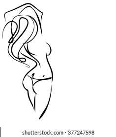 
VECTOR 
stylish  original hand-drawn graphic with beautiful young   girl model for design. Fashion, style, youth, fitness, sports, beauty. Graphic, sketch, drawing. Sexy body.
