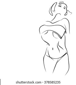 VECTOR 
stylish  original hand-drawn graphic with beautiful young   girl model for design. 