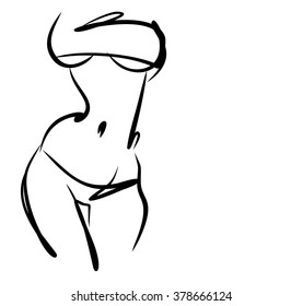 VECTOR 
stylish  original hand-drawn graphic with beautiful young   girl model for design. Fashion, style, youth, fitness, sports, beauty. Graphic, sketch, drawing. Sexy body.
