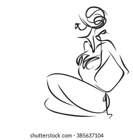 VECTOR 
stylish  original hand-drawn graphic with beautiful young   girl model for design. Fashion, style, youth, fitness, sports, beauty. Graphic, sketch, drawing. Sexy body.
