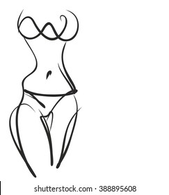 VECTOR 
stylish  original hand-drawn graphic with beautiful young   girl model for design. Fashion, style, youth, fitness, sports, beauty. Graphic, sketch, drawing. Sexy body.
