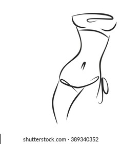 VECTOR 
stylish  original hand-drawn graphic with beautiful young   girl model for design. Fashion, style, youth, fitness, sports, beauty. Graphic, sketch, drawing. Sexy body.
