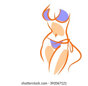 VECTOR 
stylish  original hand-drawn graphic with beautiful young   girl model for design. Fashion, style, youth, fitness, sports, beauty. Graphic, sketch, drawing. Sexy body.
