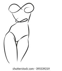 VECTOR 
stylish  original hand-drawn graphic with beautiful young   girl model for design. Fashion, style, youth, fitness, sports, beauty. Graphic, sketch, drawing. Sexy body.
