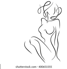 VECTOR 
stylish  original hand-drawn graphic with beautiful young   girl model for design. Fashion, style, youth, fitness, sports, beauty. Graphic, sketch, drawing. Sexy body.
