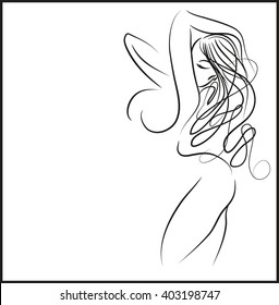 VECTOR 
stylish  original hand-drawn graphic with beautiful young   girl model for design. Fashion, style, youth, fitness, sports, beauty. Graphic, sketch, drawing. Sexy body.
