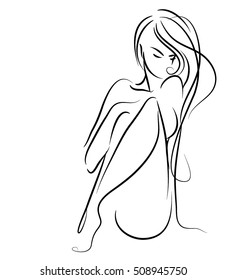 VECTOR 
stylish  original hand-drawn graphic with beautiful young   girl model for design. Fashion, style, youth, fitness, sports, beauty. Graphic, sketch, drawing. Sexy body.

