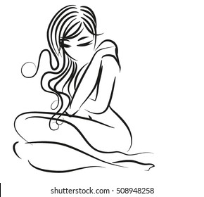 
VECTOR 
stylish  original hand-drawn graphic with beautiful young   girl model for design. Fashion, style, youth, fitness, sports, beauty. Graphic, sketch, drawing. Sexy body.

