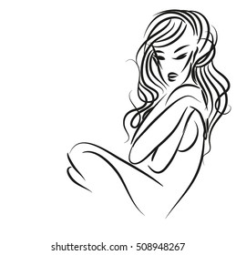 
VECTOR 
stylish  original hand-drawn graphic with beautiful young   girl model for design. Fashion, style, youth, fitness, sports, beauty. Graphic, sketch, drawing. Sexy body.


