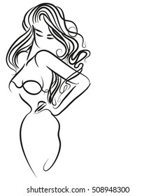 
VECTOR 
stylish  original hand-drawn graphic with beautiful young   girl model for design. Fashion, style, youth, fitness, sports, beauty. Graphic, sketch, drawing. Sexy body.


