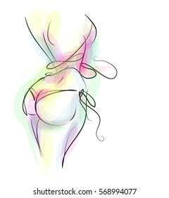VECTOR 
stylish  original hand-drawn graphic with beautiful young   girl model for design. Fashion, style, youth, fitness, sports, beauty. Graphic, sketch, drawing. Sexy body.

