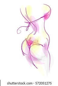 VECTOR stylish  original hand-drawn graphic with beautiful young   girl model for design. Fashion, style, youth, fitness, sports, beauty. Graphic, sketch, drawing. Sexy body.

