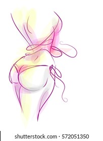 VECTOR 
stylish  original hand-drawn graphic with beautiful young   girl model for design. Fashion, style, youth, fitness, sports, beauty. Graphic, sketch, drawing. Sexy body.

