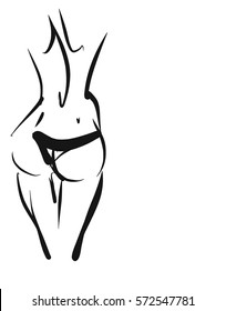 VECTOR 
stylish  original hand-drawn graphic with beautiful young   girl model for design. Fashion, style, youth, fitness, beauty. Graphic, sketch, drawing. Sexy body.

