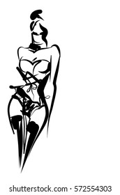 VECTOR 
stylish  original hand-drawn graphic with beautiful young   girl model for design. Fashion, style, youth, fitness, sports, beauty. Graphic, sketch, drawing. Sexy body.

