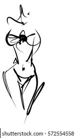 VECTOR 
stylish  original hand-drawn graphic with beautiful young   girl model for design. Fashion, style, youth, fitness, sports, beauty. Graphic, sketch, drawing. Sexy body.
