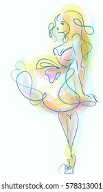 VECTOR 
stylish  original hand-drawn graphic with beautiful young   girl model for design. Fashion, style, youth, fitness, sports, beauty. Graphic, sketch, drawing. Sexy body.
