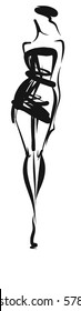 VECTOR 
stylish  original hand-drawn graphic with beautiful young   girl model for design. Fashion, style, youth, fitness, sports, beauty. Graphic, sketch, drawing. Sexy body.
