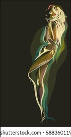 VECTOR 
stylish  original hand-drawn graphic with beautiful young   girl model for design. Fashion, style, youth, fitness, sports, beauty. Graphic, sketch, drawing
