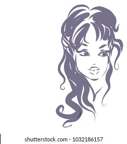 VECTOR 
stylish  original hand-drawn graphics portrait  with beautiful young attractive girl model for design. Fashion, style,    beauty . Graphic, sketch drawing. Sexy  woman


