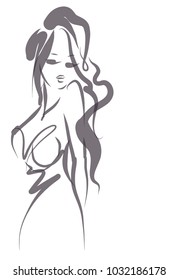 VECTOR 
stylish  original hand-drawn graphics portrait  with beautiful young attractive girl model for design. Fashion, style,    beauty . Graphic, sketch drawing. Sexy  woman

