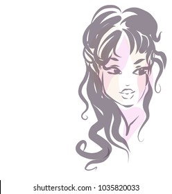 VECTOR 
stylish  original hand-drawn graphics portrait  with beautiful young attractive girl model for design. Fashion, style,    beauty . Graphic, sketch drawing. Sexy  woman

