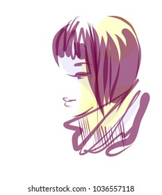 VECTOR 
stylish  original hand-drawn graphics portrait  with beautiful young attractive girl model for design. Fashion, style,    beauty . Graphic, sketch drawing. Sexy  woman


