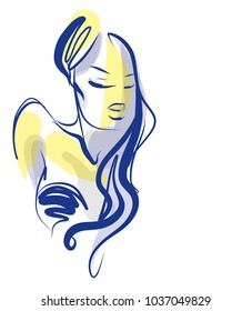 VECTOR 
stylish  original hand-drawn graphics portrait  with beautiful young attractive girl model for design. Fashion, style,    beauty . Graphic, sketch drawing. Sexy  woman
