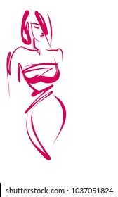 VECTOR 
stylish  original hand-drawn graphics portrait  with beautiful young attractive girl model for design. Fashion, style,    beauty . Graphic, sketch drawing. Sexy  woman

