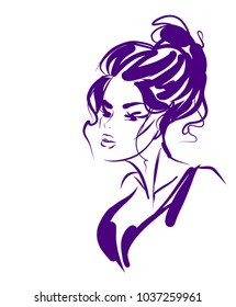  VECTOR 
stylish  original hand-drawn graphics portrait  with beautiful young attractive girl model for design. Fashion, style,    beauty . Graphic, sketch drawing. Sexy  woman

