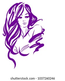  VECTOR 
stylish  original hand-drawn graphics portrait  with beautiful young attractive girl model for design. Fashion, style,    beauty . Graphic, sketch drawing. Sexy  woman

