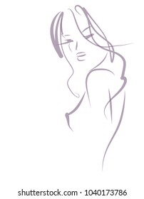 VECTOR 
stylish  original hand-drawn graphics portrait  with beautiful young attractive girl model for design. Fashion, style,    beauty . Graphic, sketch drawing. Sexy  woman

