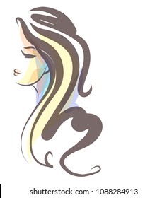 VECTOR stylish  original hand-drawn graphics portrait  with beautiful young attractive girl model for design. Fashion, style, beauty. Graphic, sketch drawing, logotype
