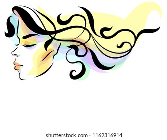 VECTOR 
stylish  original hand-drawn graphics portrait  with beautiful young attractive girl model for design. Fashion, style,    beauty . Graphic, sketch drawing.  
logotype

