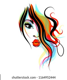 VECTOR 
stylish  original hand-drawn graphics portrait  with beautiful young attractive girl model for design. Fashion, style,    beauty . Graphic, sketch drawing.  
logotype
