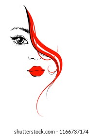 VECTOR stylish original hand-drawn graphics portrait with beautiful young attractive girl model for design. Fashion, style, beauty. Graphic, sketch drawing. logotype
