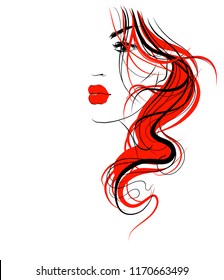 VECTOR 
stylish  original hand-drawn graphics portrait  with beautiful young attractive girl model for design. Fashion, style,    beauty . Graphic, sketch drawing.  
 
