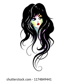 VECTOR 
stylish  original hand-drawn graphics portrait  with beautiful young attractive girl model for design. Fashion, style,    beauty . Graphic, sketch drawing.  
logotype

