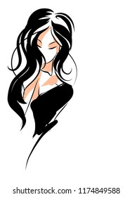 VECTOR 
stylish  original hand-drawn graphics portrait  with beautiful young attractive girl model for design. Fashion, style,    beauty . Graphic, sketch drawing.  
logotype
